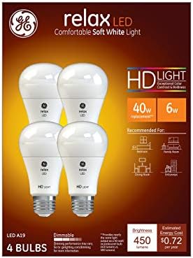 Led лампи на GE Lighting Relax, Еквалайзер 40 W, Мека Бяла светлина с висока разделителна способност, Стандартна