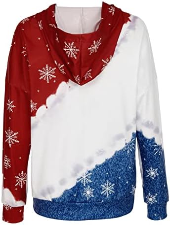 Fandream Hoody с Кръгло деколте, Дамски Тениски с Коледните Принтом на съвсем малък и Качулка, Ежедневни Работни