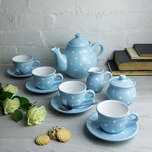 Колекция от керамични чайници, Ръчно изработени в Синьо-бял грах, Голяма кана обем 1,7 л /60 мл / 4-6 Чаши,