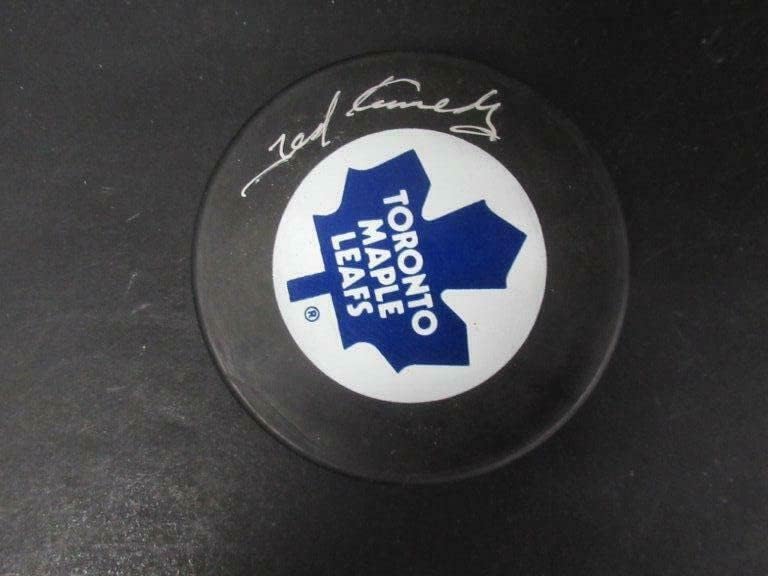 Тед Кенеди Подписа Официален автограф на шайби на Мейпъл Лийфс Auto PSA/DNA AK23468 - за Миене на НХЛ с автограф