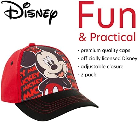 Бейзболна шапка с Мики Маус за момчетата на Дисни - 2 опаковки с 3D Герой, шапка с Извит полета и каишка отзад
