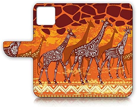 за iPhone 13 Mini, дизайнерски калъф-портфейл с панти капак за телефон, A24659 Племенен тип абориген жираф 24659
