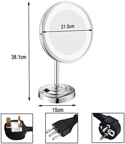 Огледало за грим SRVNT с Подсветка, Едностранно Огледало, Увеличително Огледало на стойка, завъртащо се на 360