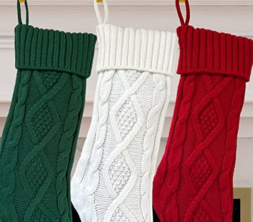 TEEAMORE Възли Коледни Чорапи Възли Червени Зелени и Бели Коледни Чорапи, Коледни Декор Подарък за Празник Комплект