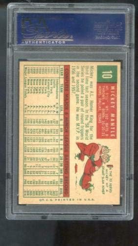 1959 Topps 10 Мики Мэнтл Ню Йорк Янкис PSA Бейзболна картичка с 6 точки MLB - Бейзболни картички с надписи