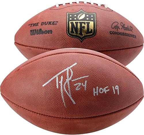 Футболни топки Ty Law New England Patriots с автограф Duke и надпис HOF 19 - Футболни топки с автографи