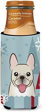 Carolin's Treasures BB1734MUK Winter Holiday French Bulldog Ultra Шушу за тънки кутии, Ръкав-охладител за консерви,