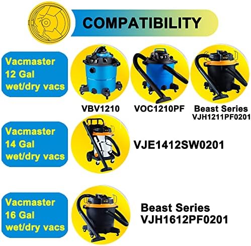 SpaceTent 3 опаковки на високо Ефективните Сменяеми филтърни ръкави VHBL за мокри / сухи прахосмукачки Vacmaster обем от 12 до 16 Литра - Част # VHBL, чанта Vacmaster VBV1210
