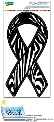 Броня стикер с логото на Zebra Print Support Awareness Ribbon Slap-STICKZ (TM) Автомобили Стикер на прозореца