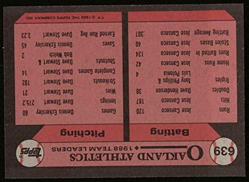1989 Лидери Topps 639 A Уолт Вайсс Оукланд Атлетикс (бейзболна картичка) NM / MT Атлетикс