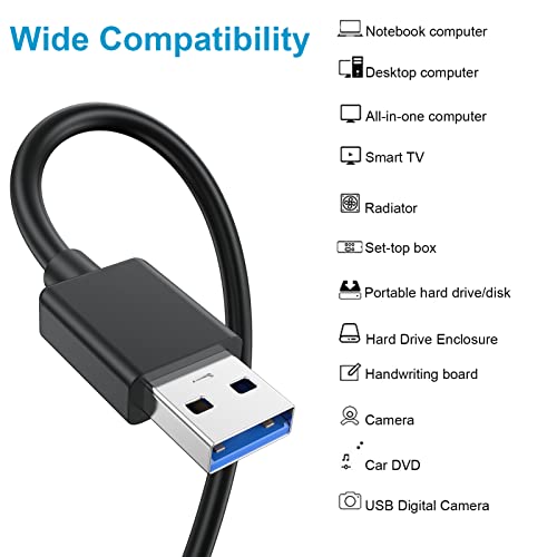USB кабел-USB 6 фута 10 бр., Адаптер за USB 3.0 A на штекерный USB кабел с двоен край, съвместим с корпуси от