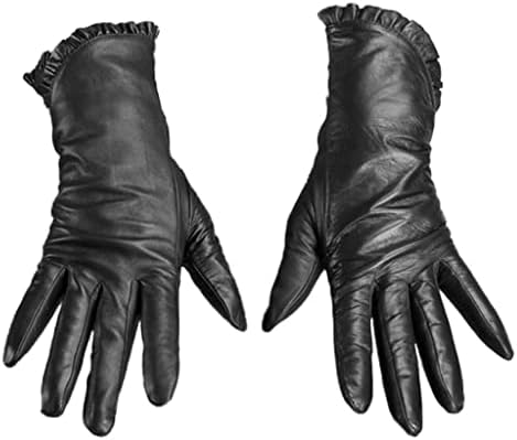 дамски кожени ръкавици, n/a, есенно-зимни, топли, с волани на пръстите на краката, с ръкавици за пръстите (Цвят: