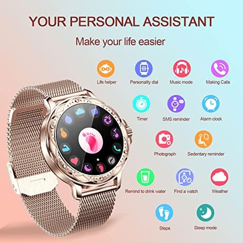 Дамски умен часовник Getfitsoo, Bluetooth часовници за разговори към телефони iOS, Android, Водоустойчив фитнес