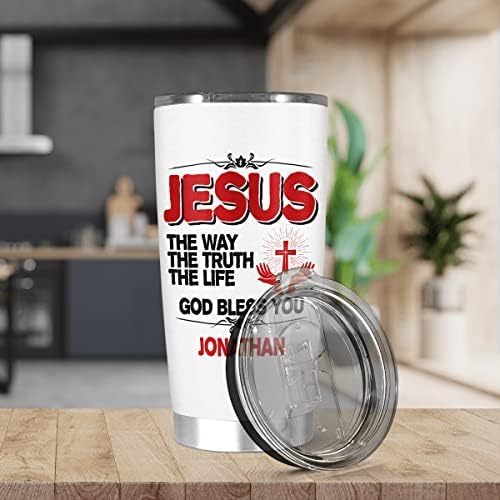 Чаша с Персонализирани с име, Исус е Пътят, Истината, Живота, Бог Да ви Благослови, Кафеена Чаша За пътуване,
