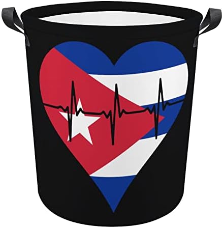 Кошница за дрехи Love Cuba Heartbeat Сгъваема Висока Кошница за Дрехи с Дръжки Чанта За Съхранение
