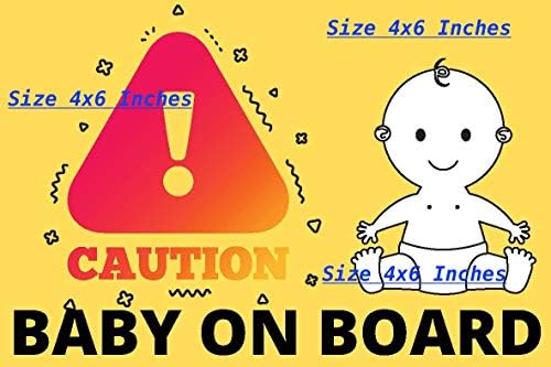 Стикер Бебе на борда, Термоаппликация, Бебе в колата, Знак Внимание деца (опаковка от 2 броя)