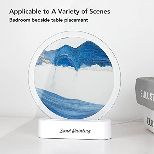 Движещ се Пясък Арт Декор Лампа, Плаващи Пясъци Живопис Кръгли Стъклени Пейзажи от Пясък 3D Дълбоководно Пясък
