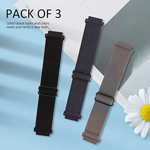 Bolesi 3 Опаковки 18 мм Еластични Мрежести Ленти за часовници на Garmin Venu 2S/Vivoactive 4S/Vivoactive 3S,