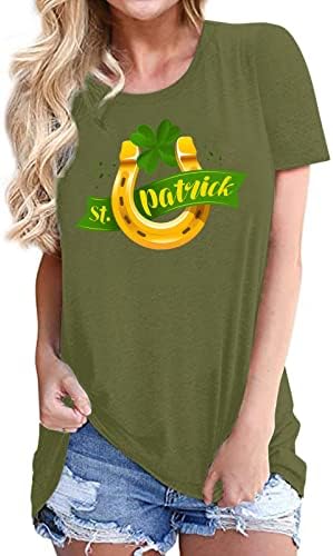Ризата на Деня на Св. Патрик за Жени, Свободни Тениски, Тениски с кръгло деколте във формата на Централи, Върхове