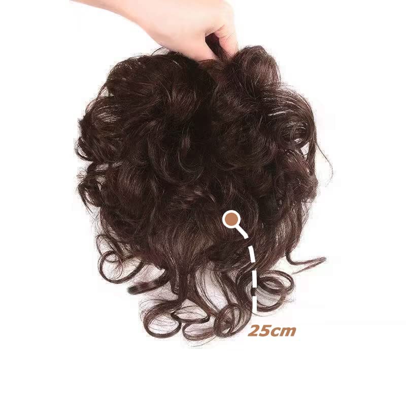 ICRAB Кратък Къдрава Topper от Истински Човешки коси с предната бретон за жени, Дишащи Перуки, изкуствена коса