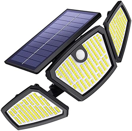 Слънчеви Външни осветителни тела - Сензор за движение 2000Lm Въртящи 350 Led Лампа за Сигурност на слънчеви Батерии с Водоустойчива IP65 Led Външен Супер Ярък Wi-Монтиране на