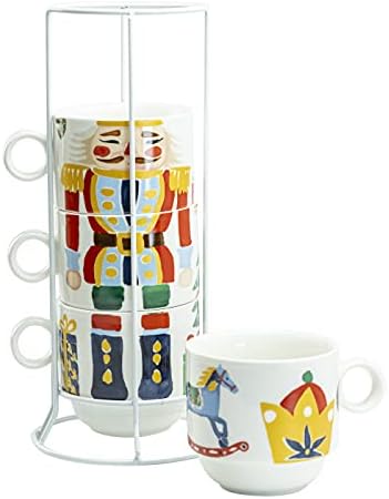 Комплект от 4 чаши за чай Grace Teaware, штабелируемая кафеена чаша с тегло 10 грама, с бяла Метална стойка