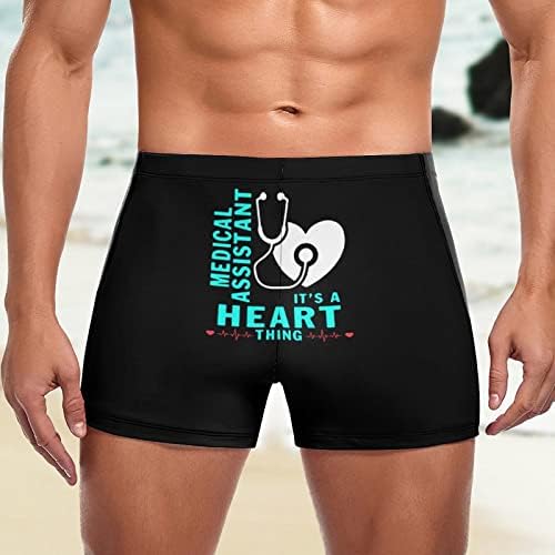 Медицински асистент Сърцето Мъжки Бански С Квадратна Прическа Спортни Бански Боксерки Летни Плажни Къси Ластични Бански костюми