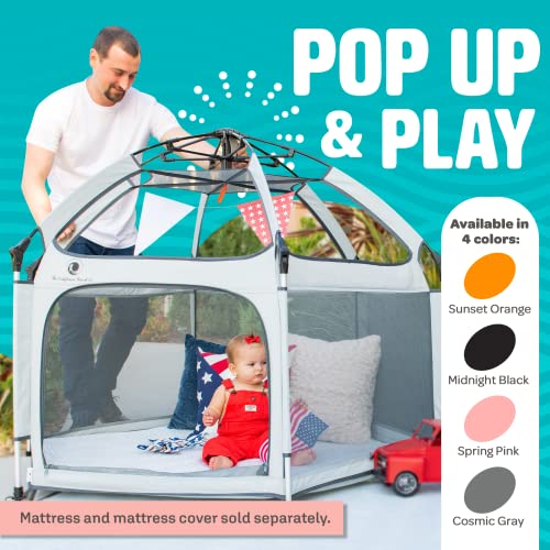 Кошарката POP 'N GO Premium за помещения и на улицата - Преносим, лек, foldout и играе в двора за деца с навес