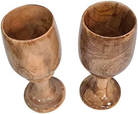 Селски Дървен Потир, Комплект от 2 Дървени Чаши, Кухненски Подарък и Начало Декор, Дървена Купа за Ръчна Работа,