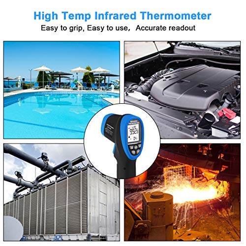 Инфрачервен Термометър, Висока Термометър Пирометр -58℉- 2732℉ (от-50 ℃ до 1500 ℃), Съотношение на точките на
