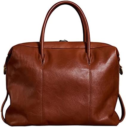 N/A Мъжки чанти, мъжки портфейл, Кафява Бизнес чанта през рамо от телешка кожа, Офис 14-инчовата чанта за лаптоп