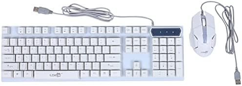 SOLUSTRE 2 комплекта Бял Лаптоп и Жичен Led Светлини Машинописец преносим Компютър Плаващ Комбо Геймър Офис
