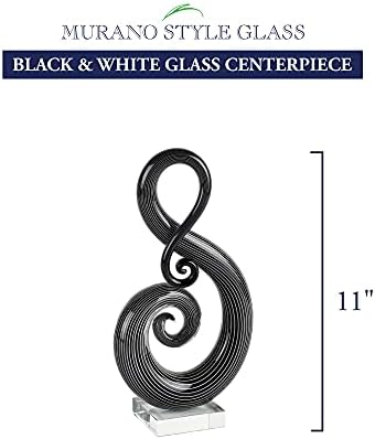 Централната украса от арт стъкло Badash Black & White Note в муранском стил - Скулптура от Бластване стъкло