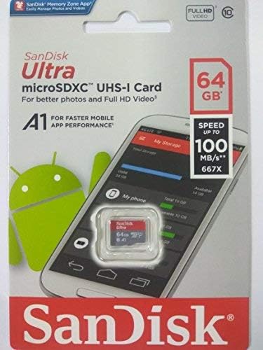 Комплект карта памет 64GB SanDisk Ultra Micro SDXC работи с Samsung Galaxy Tab A (2017) (2018), мобилен телефон
