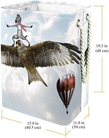 Кошници за бельо DEYYA Manipulation Zebra Bird Sky Полет, Висока Здрава Сгъваема Кошница за дрехи за Възрастни,